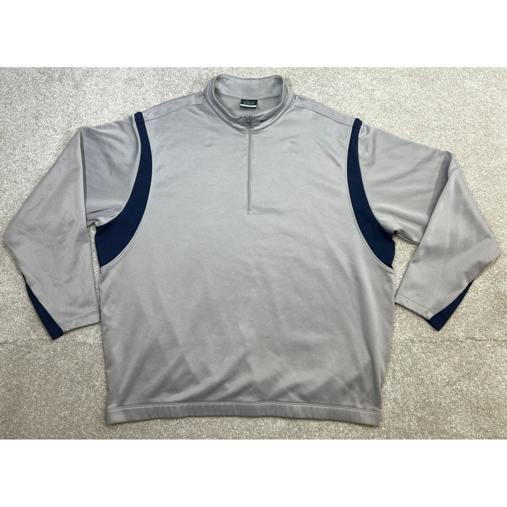 Nike Golf Therma-FIT Men's XXL Gray Navy 1/4 Zip Long Sleeve Pullover Sweater